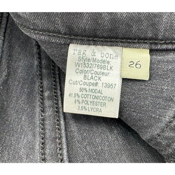 Rag & Bone Jeggings Size 26 High Rise Denim Leggings Black Grunge Goth P… - Picture 6 of 16